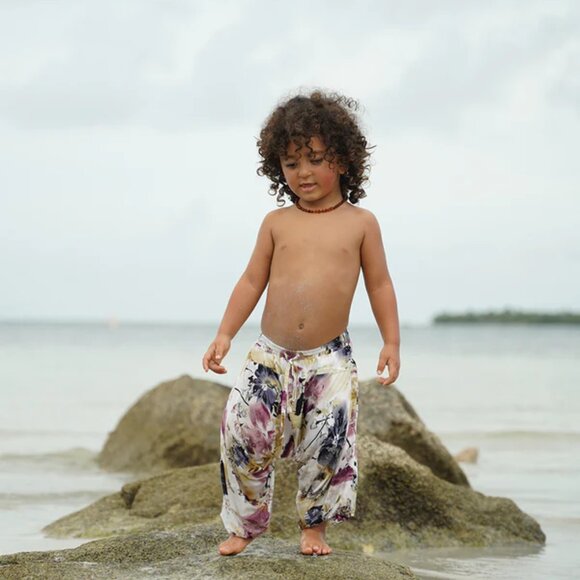 Grab Bag Kids Cotton Unisex Drawstring Elastic Waist Pockets Boho Travel Pants - Picture 6 of 7